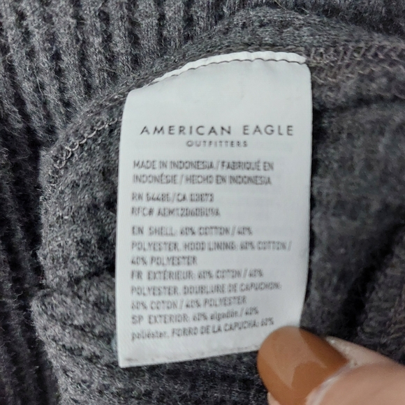 American Eagle Outfitters Grey Thermal Hoodie, Size Small - Picture 4 of 4